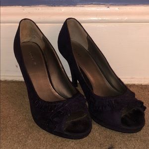 Purple suede like Peep toe heels